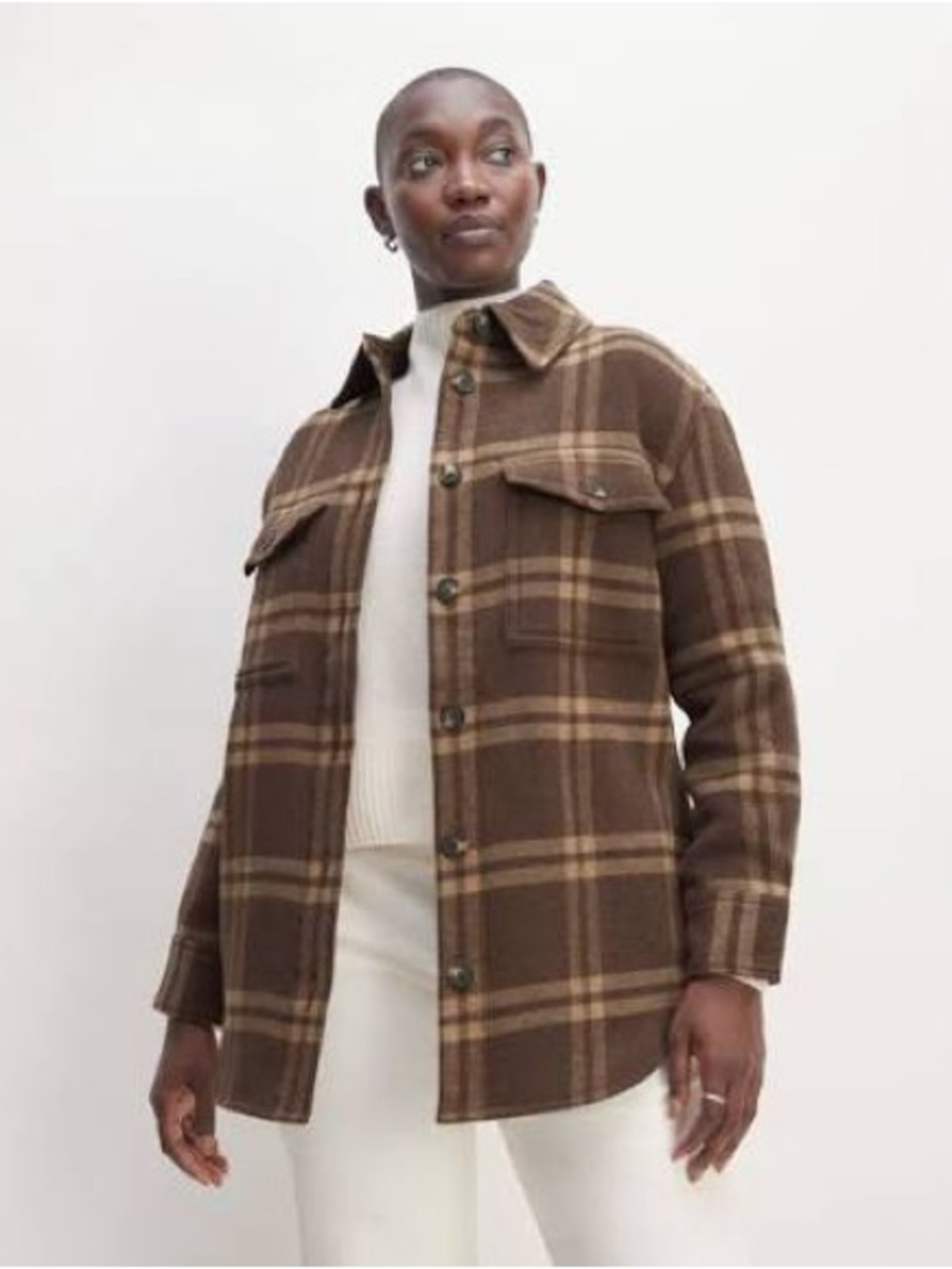 The Italian ReWool® Oversized Shirt Jacket - Brown / Camel Small